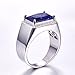 BONLAVIE Sapphire Rings for Men 7ct 8X12mm Rectangle Cut Created Blue Sapphire Rings Mens Siver Rings 925 Sterling Silver Rings for Men with White Cubic Zirconia Wedding Engagement Band Size 11