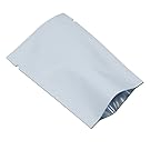 White Aluminum Mylar Foil Open Top Bag Heat Vacuum Seal Tear Notches Smell Proof Food Coffee Tea Sample Storage Pack Pouch (Pack of 100Pcs) (2.8"x3.9") (Usable Size 2.4"x3.5")