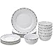 Amazon Basics 18-Piece Kitchen Dinnerware Set, Plates, Dishes, Bowls, Service for 6, Bungalow