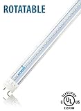 Hyperikon® Hybrid T8/T10/T12, 4ft LED Light Tube [Rotatable End Caps], Dual-End Powered, Works with and without ballast, 18W (40W equivalent), 2200 Lumens, 3500K (Soft White Glow), Clear Cover, UL-Listed