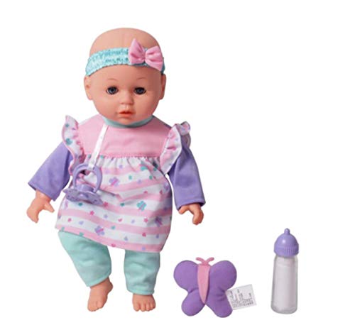 My Sweet Baby Interactive Blue Eyed Doll with Butterfly Design Dress, Baby Bottle and Butterfly Toy