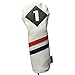Majek Retro Golf Headcovers White Red and Black Vintage Leather Style 1 & 3 Driver and Fairway Head Cover Fits 460cc Drivers Classic Look