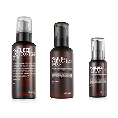 Benton Snail Bee High Content Essence, Skin, Lotion Combo with Ponytail Elastics