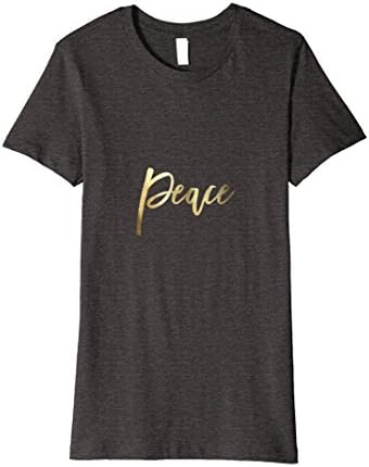 Womens Peace Faux Gold Elegant Christmas T-Shirt for Him or Her Large Dark Heather