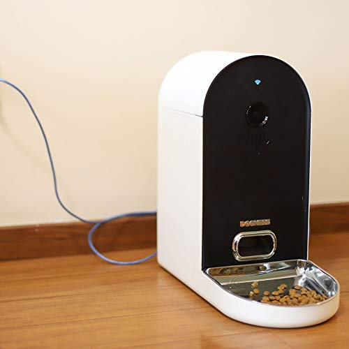 DOGNESS Automatic WiFi Dog/Cat Smart Camera Feeder – 6.5lbs Large Capacity App Control Food Dispenser with WiFi, Portion Control, Voice Recording, Camera, Timer Programmable - Dark Blue