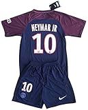 Neymar Jr #10 PSG 2017-2018 Youths Home Soccer Jersey & Socks Set (9-10 Years Old)