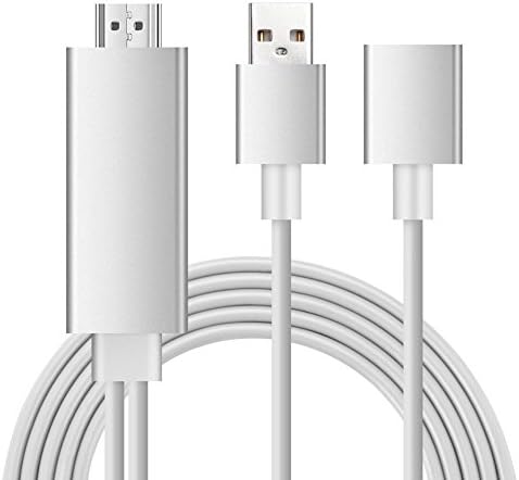Newest 3 in 1 Full HD Mirroring Cable HDMI Cable Lightning MHL to HDMI Cable Plug and Play HDTV Adaptor Cable For iPhone iPad Samsung Smartphones (Silver)