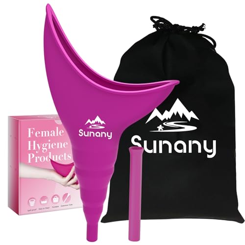 Sunany Female Urinal, Female Urinal with Silicone Funnel, Portable for Standing Female, Reusable Urinal for Female Toilet, for Outdoor, Activities, Camping, Travel