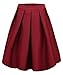FACE N FACE Women's High Waisted A line Street Skirt Skater Pleated Full Midi Skirt Small Wine Red