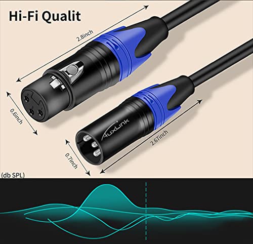 XLR Cable, XLR Microphone Cable Male to Female 25ft 2 Pack, AuxLink Balanced XLR Speaker Cable Suitable for Microphones, Preambles, Speaker Systems, Radio Station and More, Black, (KN01-25)