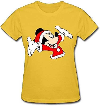 Konoyie Women's Mickey Mouse Merry Christmas T-Shirt - Occation T-shirt Yellow US Size XL