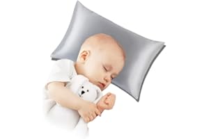 ROSEWARD Organic Silk Baby Pillowcase with Zipper, Small 10"x13" Pillow Cover for Boys & Girls, Ideal for Bed & Travel, Soft for Kids Hair & Skin, Hypoallergenic Pillowcases for Toddlers (Grey)