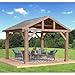 YARDISTRY Pre-Stained Premium Cedar Wood & Aluminum 14 x 12 Outdoor Pavilion Gazebo