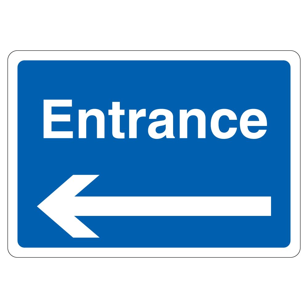 V Safety Entrance - Blue Arrow Left 210 x 297 mm (A4) - 3mm Aluminium Composite Safety Sign