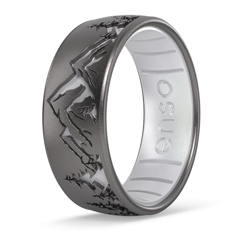 Enso Rings Etched Classic Silicone Ring Peak Platinum Pearl