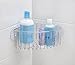 mDesign Suction Bathroom Shower Caddy Corner Basket for Shampoo, Conditioner, Soap - Chrome