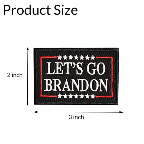 TACVEL 2 Pieces Lets Go Brandon Funny Patch, Embroidered Applique Hook & Loop Patch for Caps, Backpacks, Clothes, Vest, Military Uniforms, Tactical Gears Etc