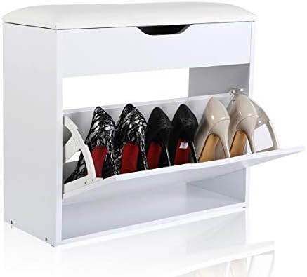 EASEASE Shoes Storage Cabinet Shoes Cupboard Shoes holder Shoes Storage Wooden Furniture Unit Cabinet with Drop down Doors (White, 1)