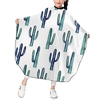 Children Barber Cape for Kid Haircut Umbrella Hair Catcher Kids Hair Styling Cutting Cape Apron Blue Cactus