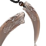 Mens Fashion Jewelry Hand Carved Ice Obsidian Amulet Pendant Gemstone Wolf Head Necklace with Chain Rope