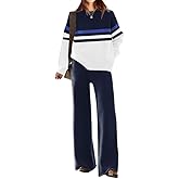 ETCYY NEW Womens Elegant Lounge Sets Knitted Sweatsuit Sets 2 Piece Outfits with Sweater Tops and Wide Leg Sweatpants