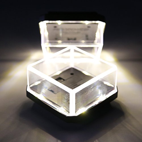 Davinci Solar Post Lights with Clear Lens - Outdoor Post Cap Light for Fence Deck or Patio - Modern Translucent Design, Solar Powered, Warm White LED Lighting, Fits 2.5x2.5 Posts (4 Pack) - Thumbnail 5