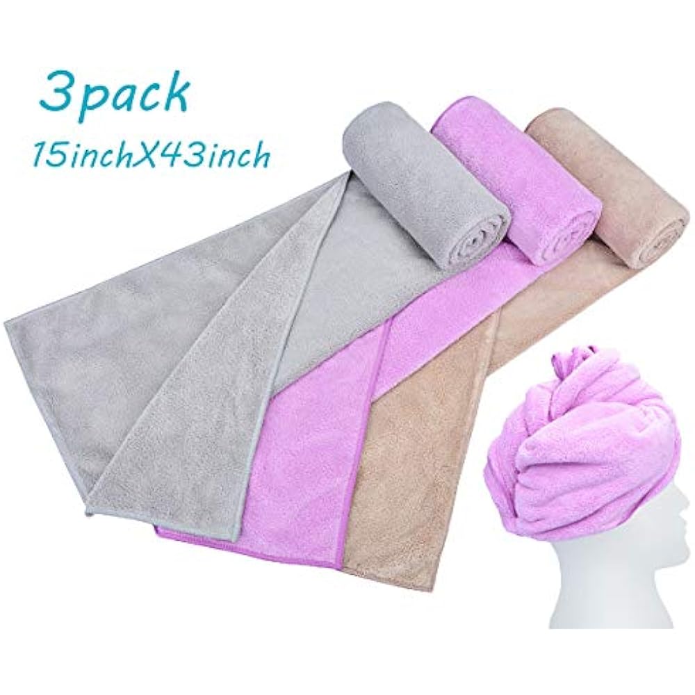 Hair Drying Towels Super Soft Absorbent Bath Microfiber Fast AntiFrizz