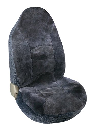 Leader Accessories 1pcs Auto Front High Back Genuine Sheepskin Seat Cover for Car,Truck,SUV Gray - Thumbnail 5
