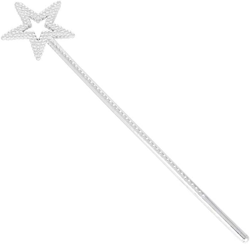 Ahappyday-Star Wand,13 Inches Silver Fairy Princess Angel Wand,Angel Star Fairy Wand Magic Wand