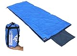 OutdoorsmanLab Compact Lightweight Camping Sleeping Bag Men's Women's Kid's For Backpacking, Hiking, Travel- Warm Weather Ultralight Packable bag with Compression Sack, Pillow case, Blue
