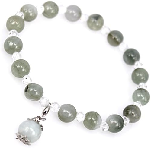 GUOXITANG Brand Women's 8*8mm Natural Jade Bracelet Fashion Crystal Tibetan Silver Bracelet