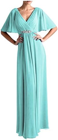 MaliaDress Women Mother of Bride Dress with Bat Sleeves M265LF Turqoise US22W