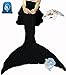 LAGHCAT Mermaid Tail Blanket Crochet Mermaid Blanket for Adult, Soft All Seasons Sleeping Blankets, Whale Tail Pattern (71 x35.5 Inch, Black)