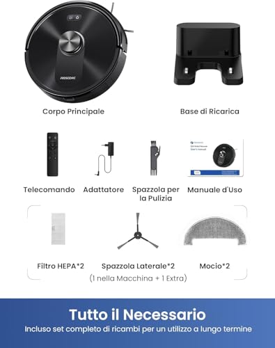 Proscenic Q10 Robot Vacuum Cleaner with Mapping, Robot Flooring 10000Pa 200min, LiDAR Smart, APP Control/Alexa/WiFi/Siri/IFTTT, Ideal for Home Cleaning/Animal Hair