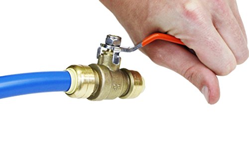 3/4" Ball Valve Push Fit Connection - 3/4-Inch Brass Fitting Water Shutoff Tool Bite Fittings Connects PEX Copper Pipe PVC Tubes Tubing Plumbing Connector Disconnect Valves Hot Cold Quick Connectors - Thumbnail 6