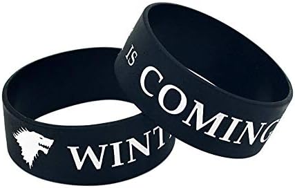 Serired Fashion Bracelet Silicone Wristbands With Sayings 'Winter Is Coming' Rubber Wristbands For Men And Kids 1 Inch Set of 10 Pieces