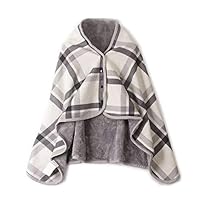 Shotbow Wearable Blanket Tartan Plaid Shawl Scarf Multifunction Doublelayer Wrap Blanket Button Closure Warm Blanket Throw Shoulder Warm for Home Office Bedroom Car Women Lady Winter Use (A)