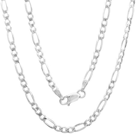 Sterling Silver 3 mm Diamond-cut Figaro Chain, 18 Inch