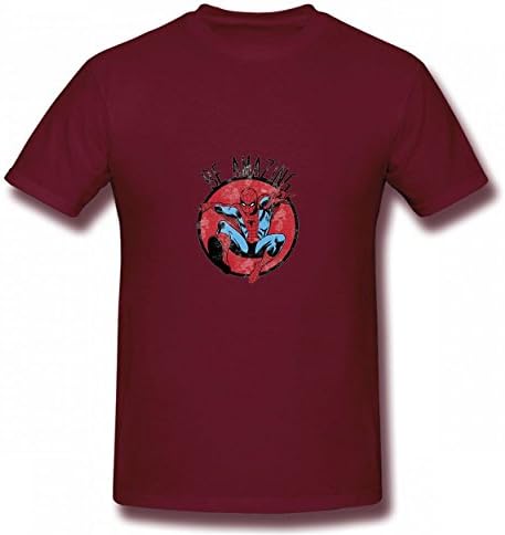 Hero Collection Spider Man Tshirt Printed Cotton T-Shirts Tops Logo Men Tee Burgundy