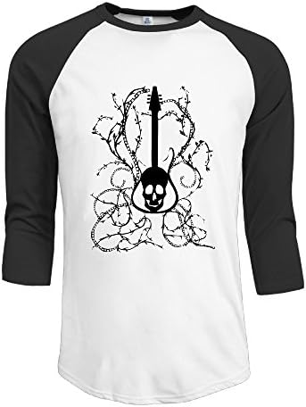 Electric Guitar With A Skeleton Men 3/4 Sleeve Baseball Tee Sportshirt Top