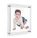 NIUBEE 8x8 Clear Acrylic Wall Mount Floating Frameless Picture Frame for Art Works Photography Frames-Double Panel(Full Frame is 10.5x10.5 inch)