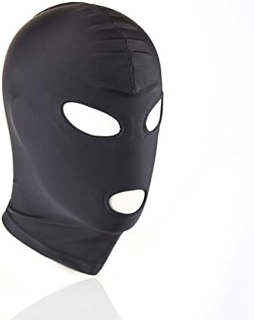 Minvy Unisex Lycra Spandex Hood Mask for Halloween Party (Black-open eyes mouth, M)