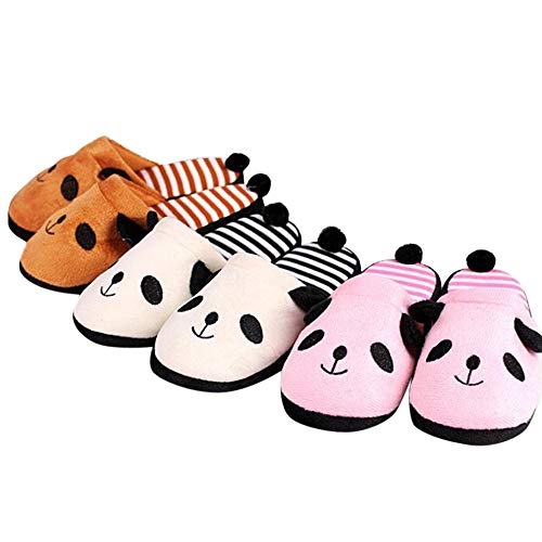 Tantisy ♣↭♣ Boy and Girls Lovely Cartoon Warm Cotton Flat Slippers Cute Panda Soft Stripe Anti-Slip Home Floor Slipper - Thumbnail 3