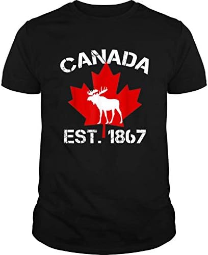 Keengs Canada Est. 1867 Maple Leaf T Shirt Moose Canada Day T-Shirt