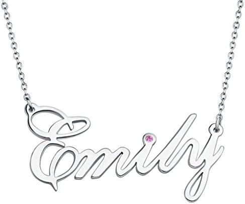 Yesarts 925 Sterling Silver Personalized Name Necklace with Zircon Birthstone Pendant - Custom Made Jewelry (16)