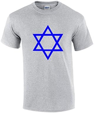 Zoobie Apparel Jewish Star | Magen David | Flag of David | Jewish Pride Israel I.D.F. Unisex T-shirt (Grey-Large)