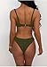 QINSEN Bikini Swimsuit for Women Sexy Scoop Neck Spaghetti Cutout Straps Brazilian Style Two Pieces Swim Outfit Army Green S