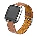 bayite Bands Compatible with Fitbit Versa, Classic Genuine Leather Wristband Replacement Accessories Fitness Strap for Women Men Brown