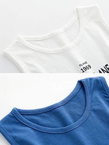 image for HUAER& Baby Boy Toddlers 100% Combed Cotton 2 Pack Cartoon Vest Tank S