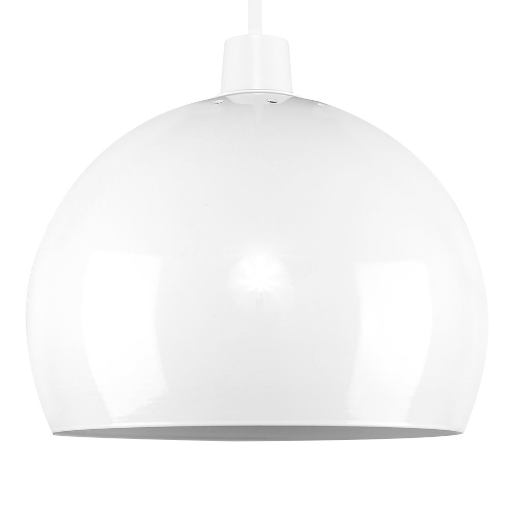MiniSun | Mini Retro Gloss White Metal Dome Ceiling Light Shade | Pendant Lights, Home Décor & Improvement Essential | 20cm Shade Width